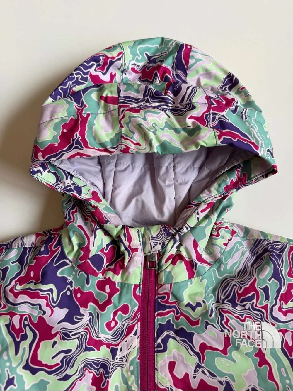 The North Face Girls' Fuchsia Multi-Print Hooded Jacket